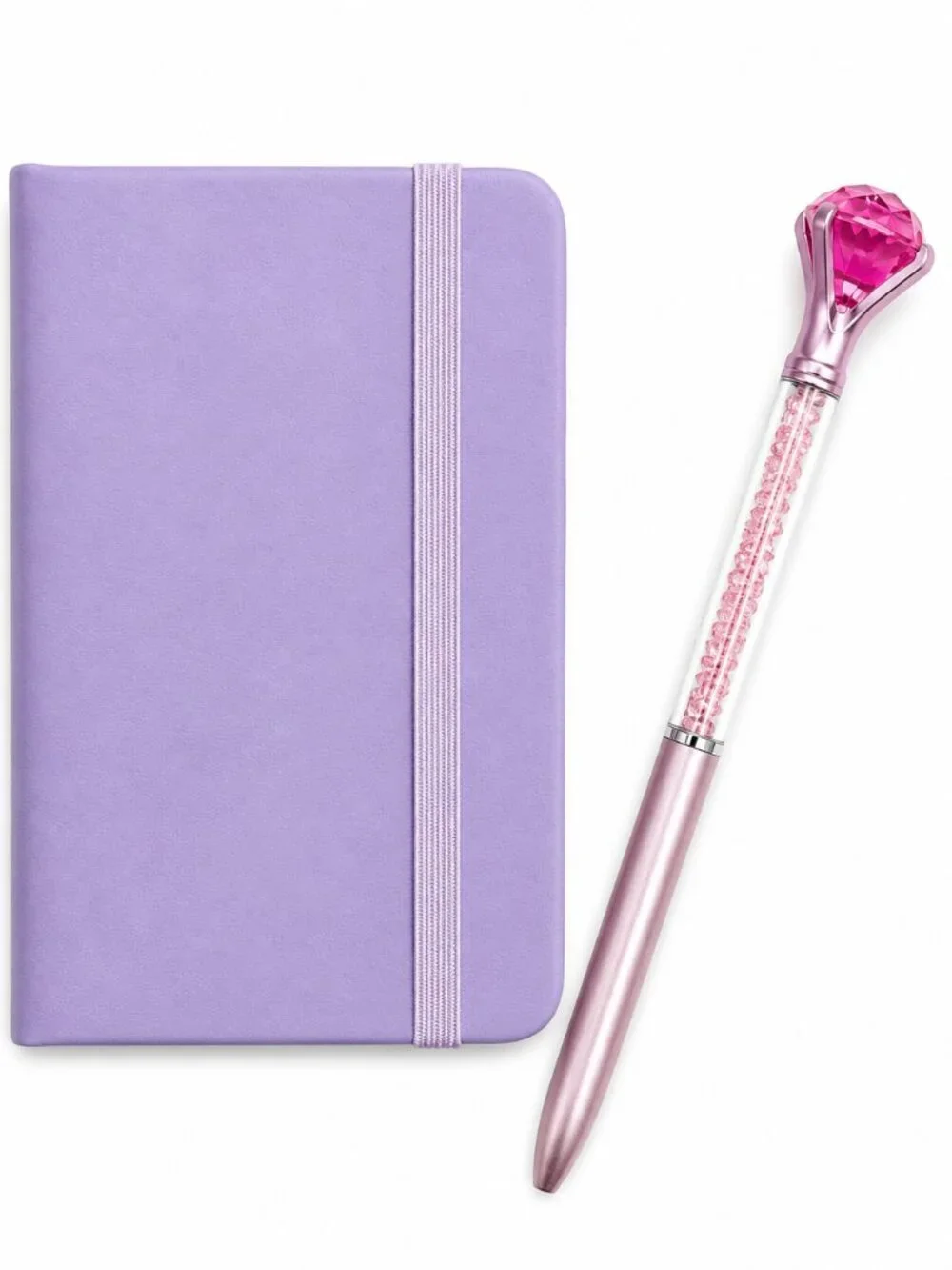 Violet A7 Pocket Notebook Journal Crystal Diamond Pen Gift Set Planner NEW